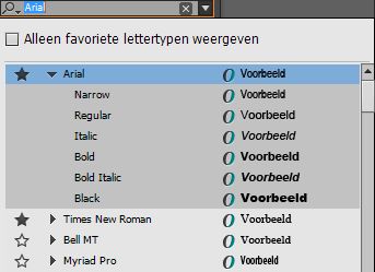 Lettertypefamilie als favoriet