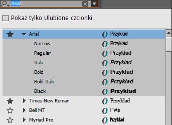 Ulubiona rodzina czcionek
