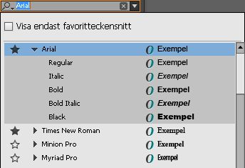 Teckensnittsfamilj som favorit