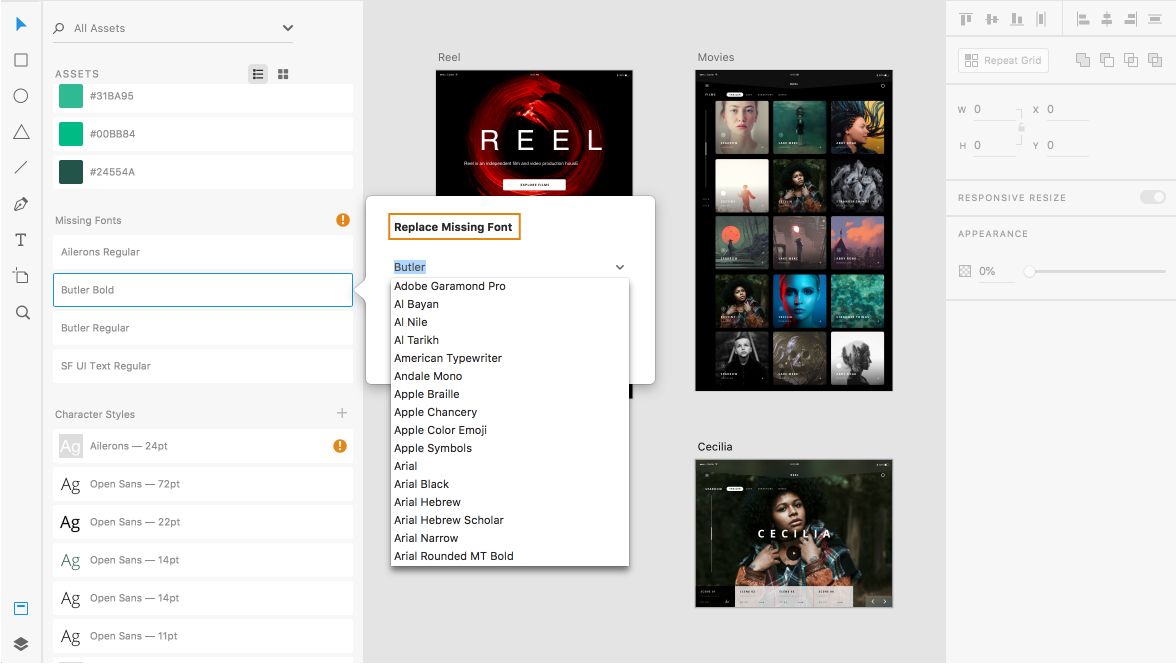 フォントを置き換えダイアログ