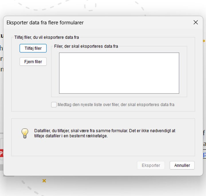 Fletning af eksporterede datafiler til et regneark