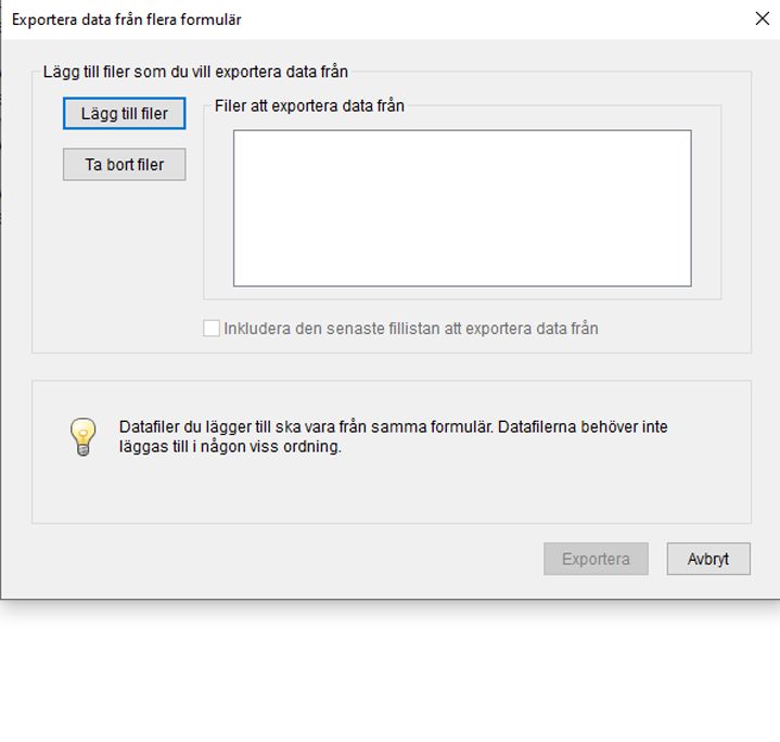 Sammanfoga exporterade datafiler till ett kalkylblad