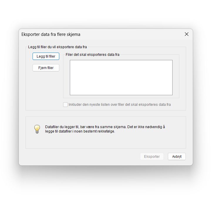 Slå sammen eksporterte datafiler i et regneark