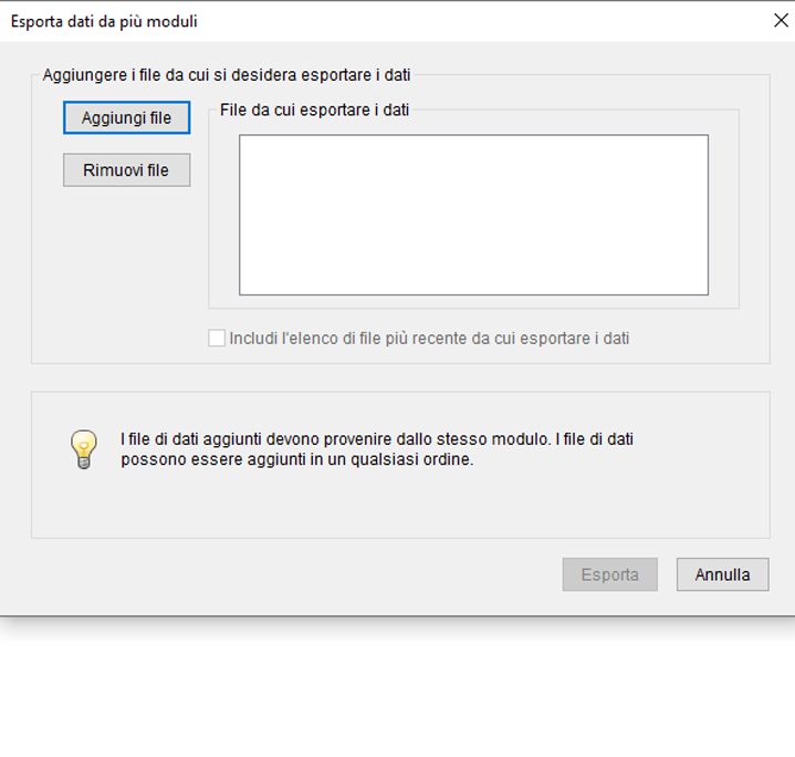 Unire i file di dati esportati in un foglio di calcolo