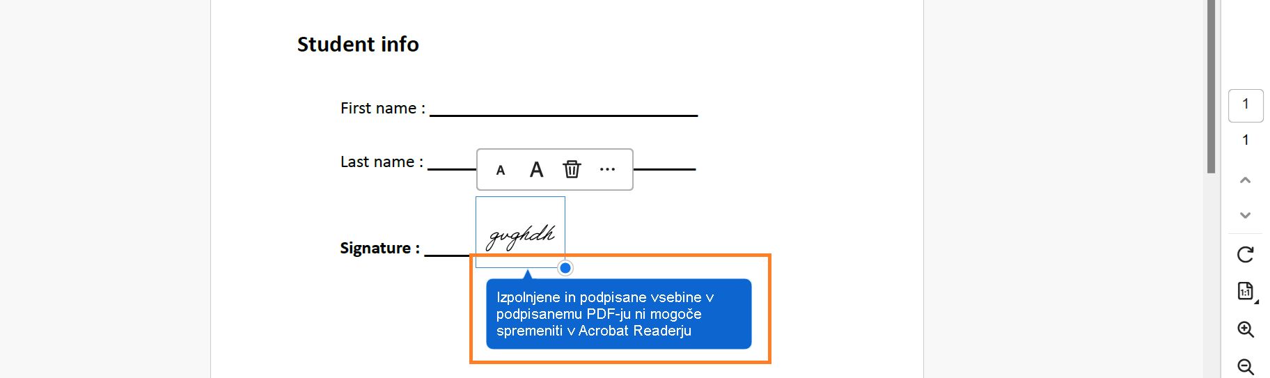 Poravnava polj obrazcev po shranjevanju podpisanega obrazca 