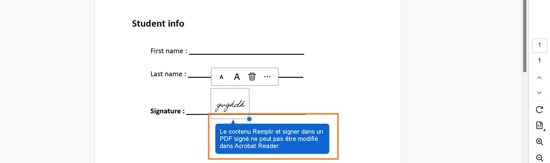 Champs de formulaire aplatis après l’enregistrement du formulaire signé. 