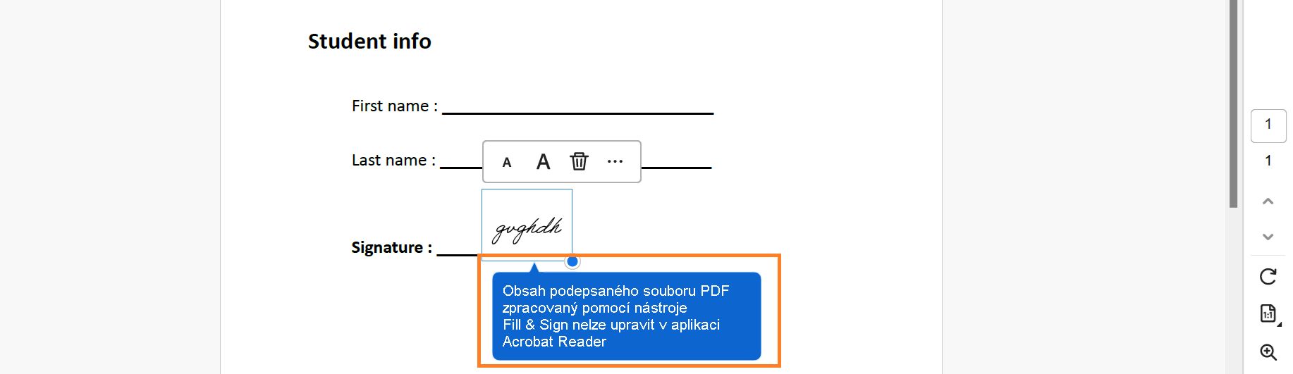 Pole formuláře sloučená po uložení podepsaného formuláře 