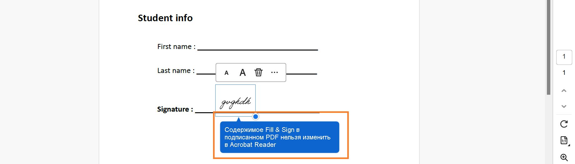 Поля формы, сведенные после сохранения подписанной формы 