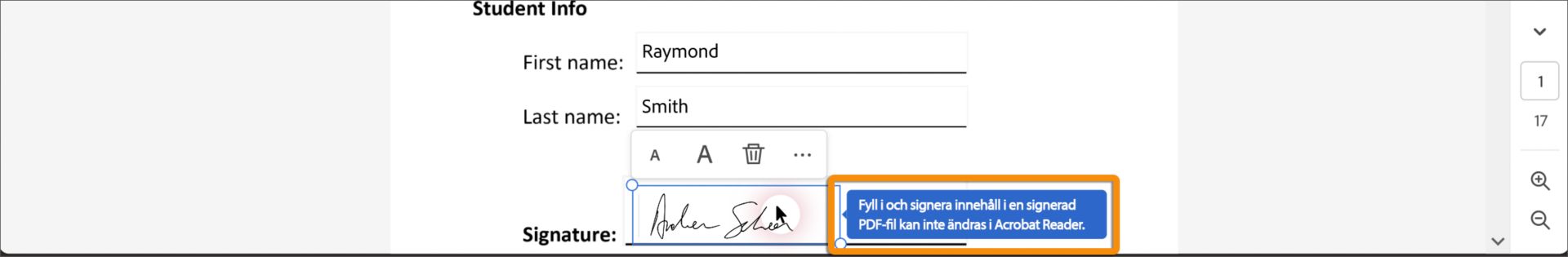 Formulärfält sammanfogas när det signerade formuläret har sparats 