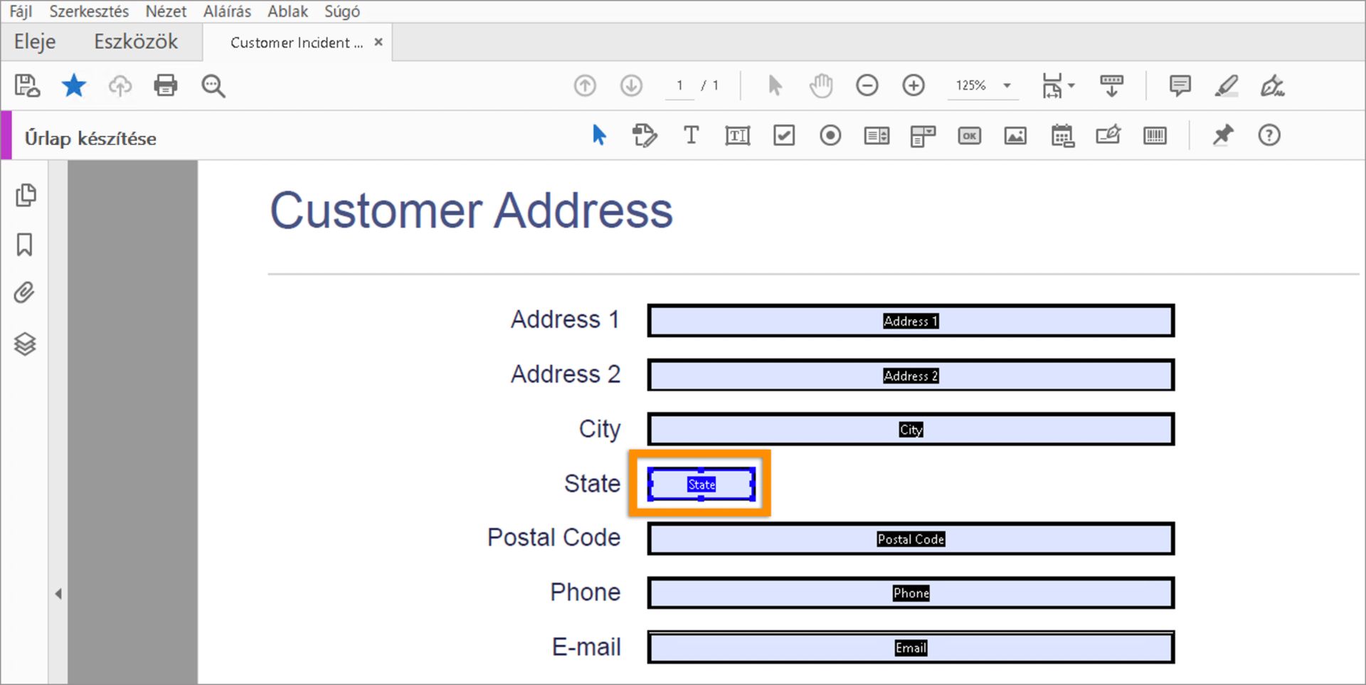 Űrlapmezők közti navigálás a Tab billentyűvel szerkesztés közben