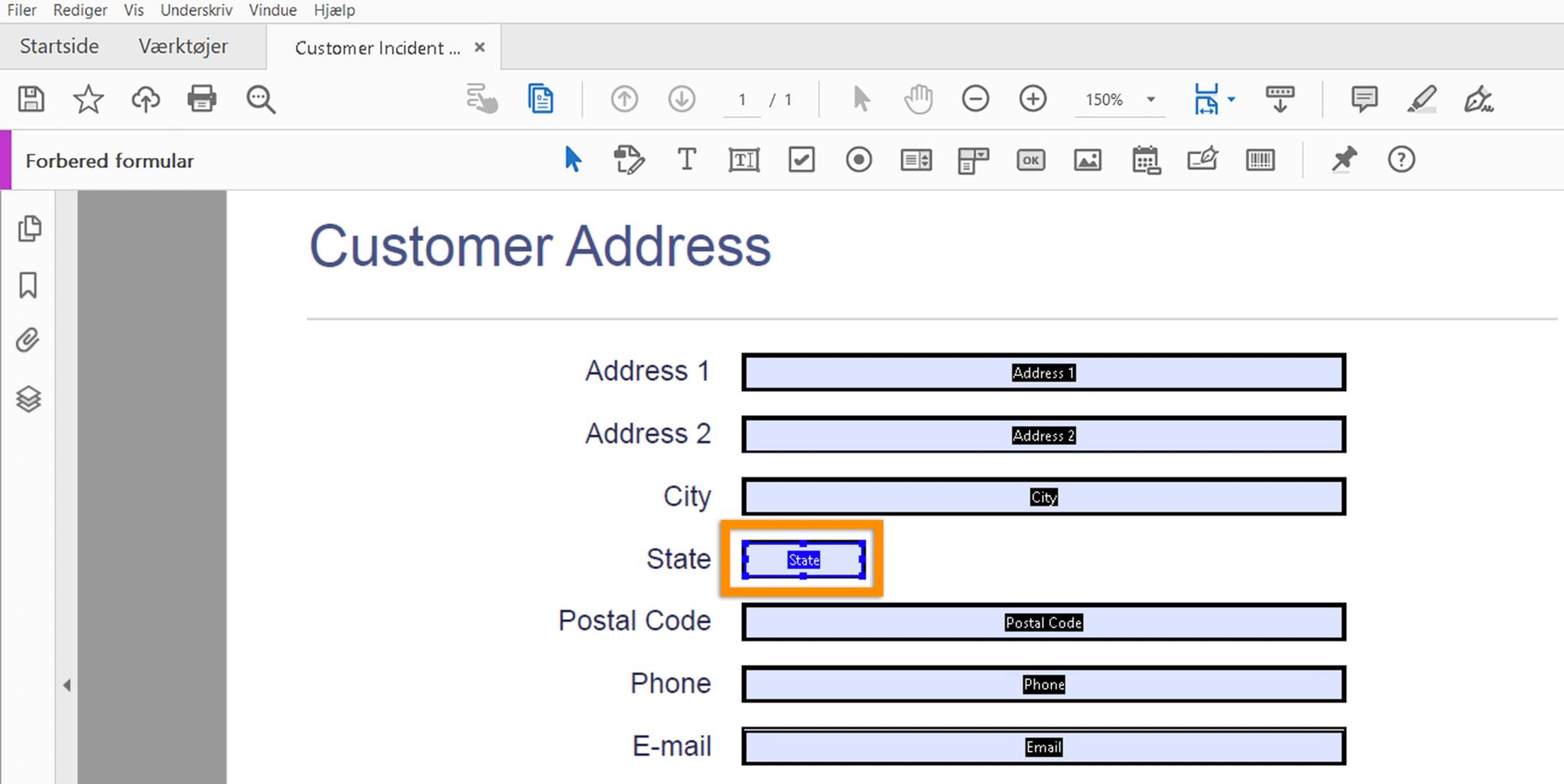 Brug Tab til formularfelter ved redigering