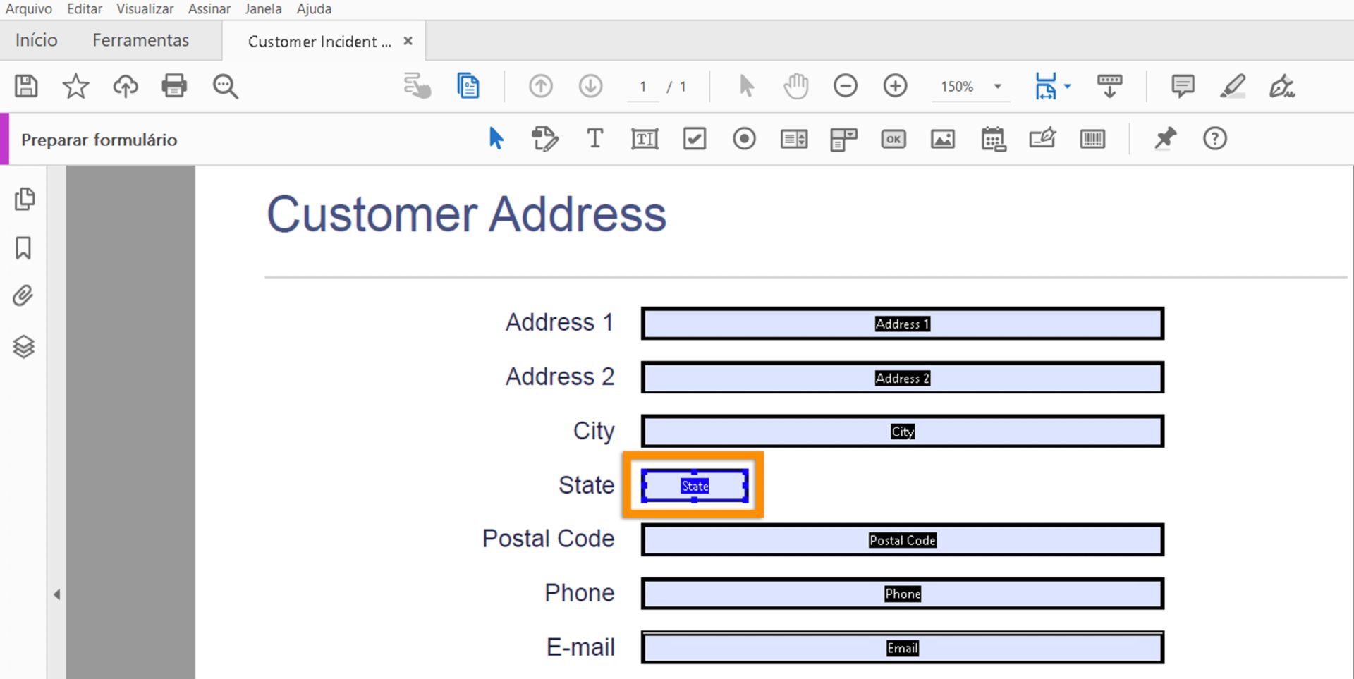 Navegue pelos campos do formulário usando a tecla Tab enquanto edita