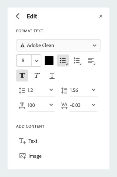 Formatting options