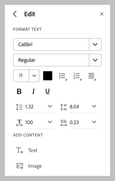 Formatting options