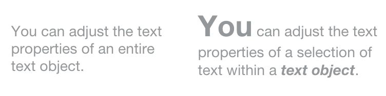 Formatear el objeto de texto completo o secciones individuales de texto