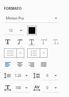 Opções de formatação