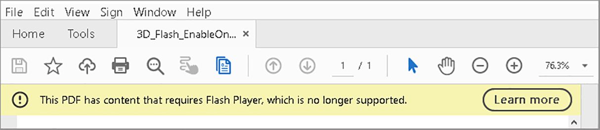 Upozornění, když není nainstalován přehrávač Flash Player