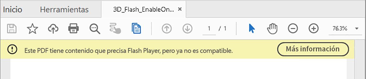 Advertencia cuando Flash Player no está instalado