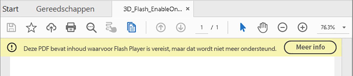 Waarschuwing wanneer Flash Player niet is geïnstalleerd