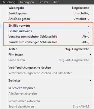 Schlüsselbild-Navigationsoptionen mit Tastaturbefehlen