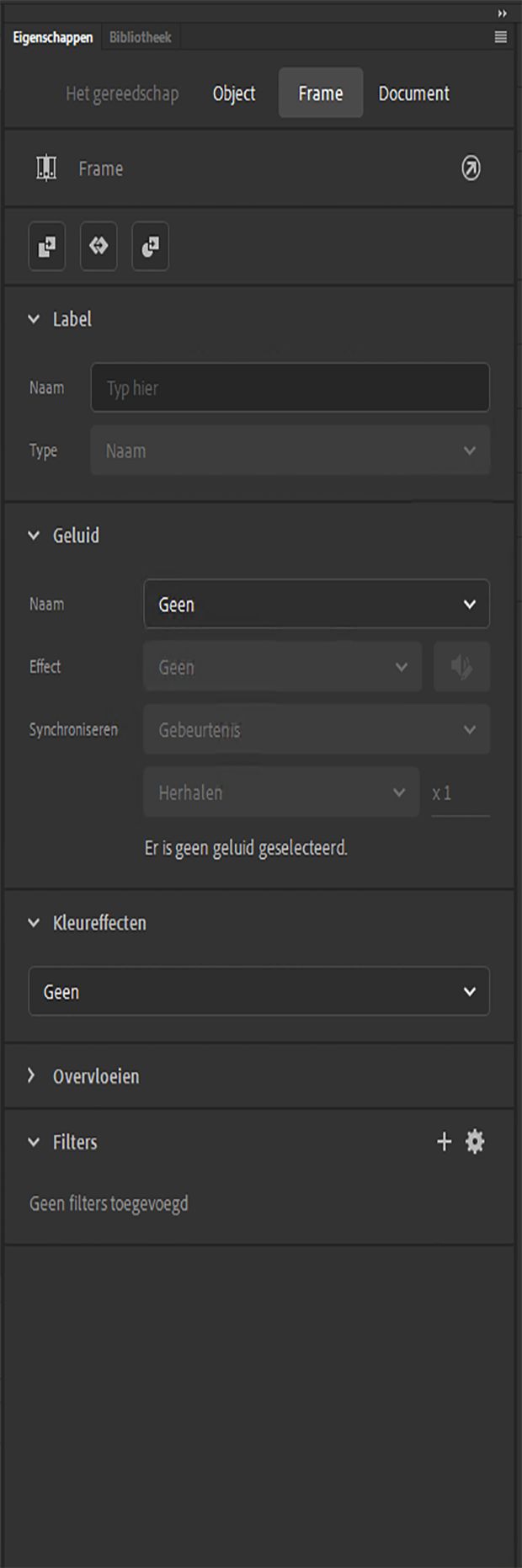 Eigenschapcontrole voor frame
