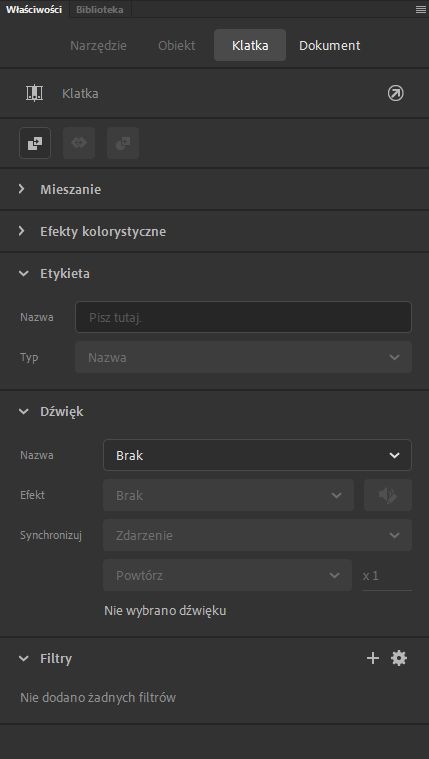 Inspektor Właściwości klatki