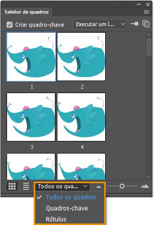Opções de filtragem para quadros