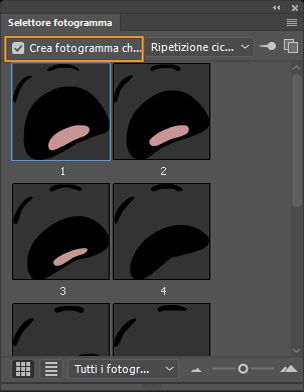 Crea fotogramma chiave