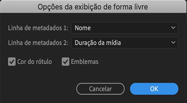 Especificar os metadados a serem exibidos