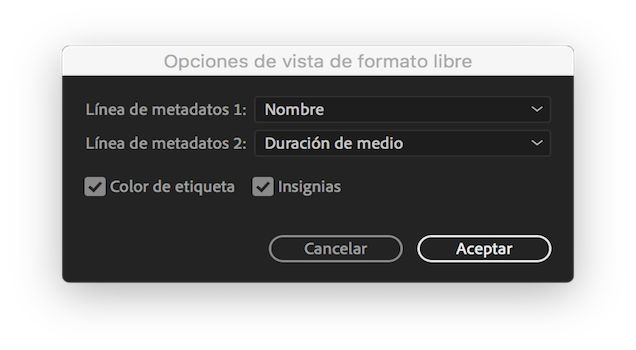 Especificar los metadatos que se van a mostrar