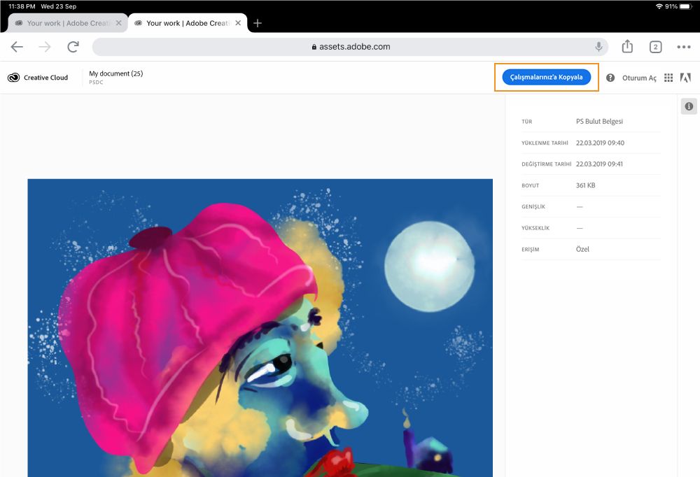 Çalışmalarınıza kopyalama