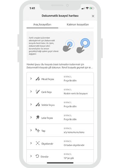 iPhone'da Fresco dokunmatik kısayollar