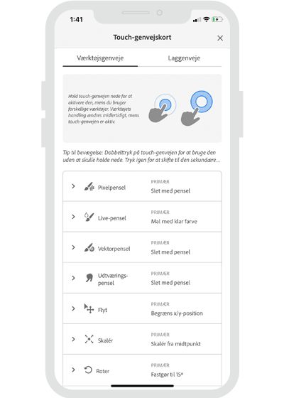 Fresco på iPhone – touch-genveje
