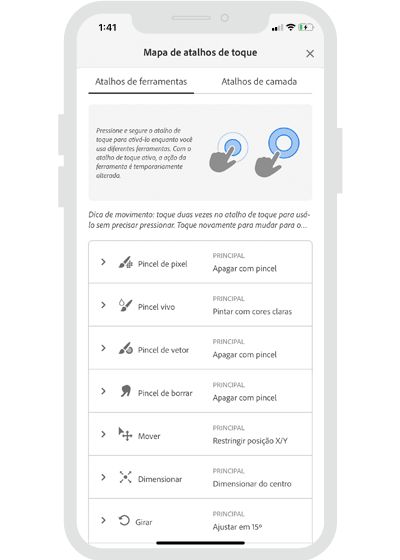 Fresco no iPhone – Atalhos de toque
