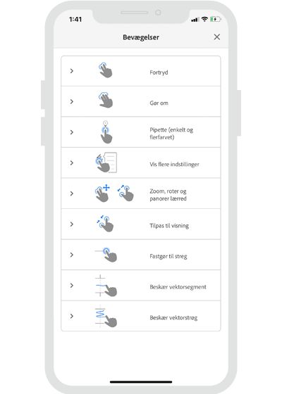 Fresco på iPhone – bevægelser