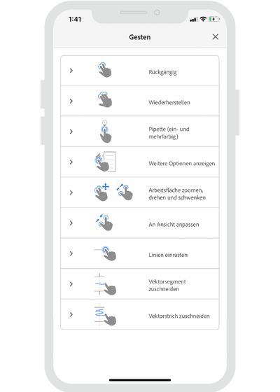 Fresco auf dem iPhone – Gesten