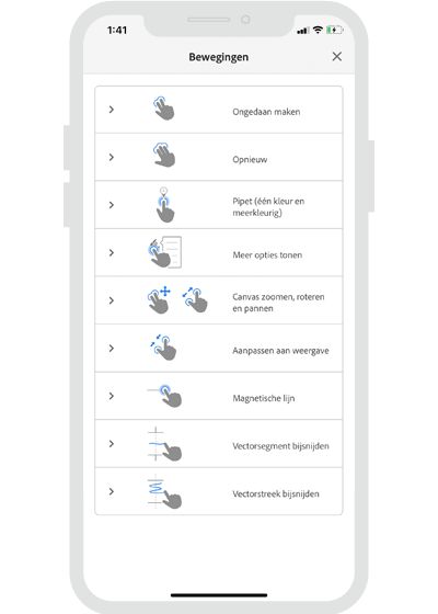 Fresco op iPhone - bewegingen