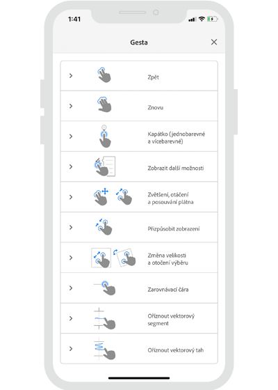 Gesta aplikace Fresco pro iPhone