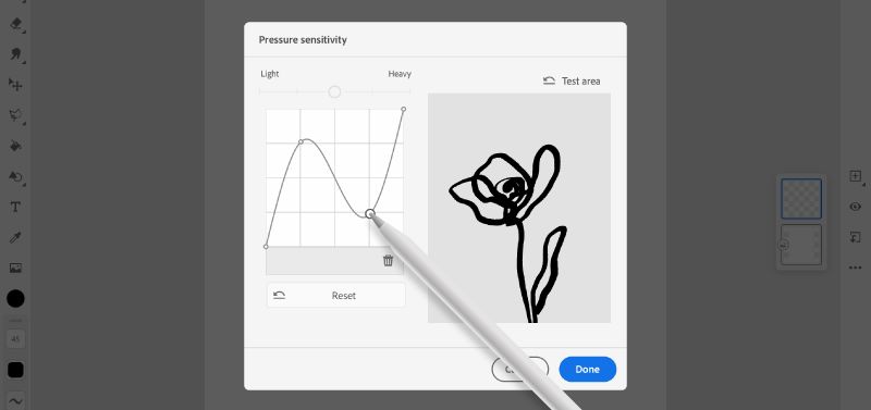 fresco pen pressure curve