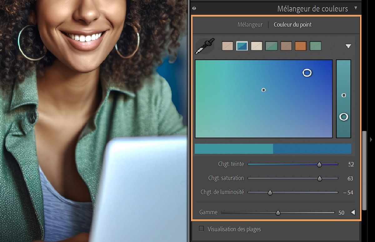 Zone de couleur de point