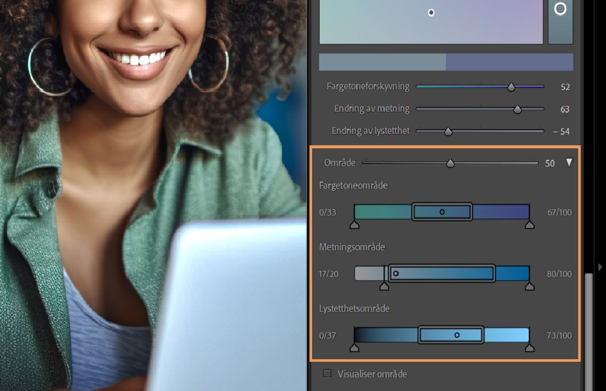 Skjermbilde av område for Punktfarge