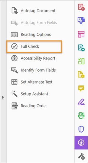 Full Check في أداة Accessibility