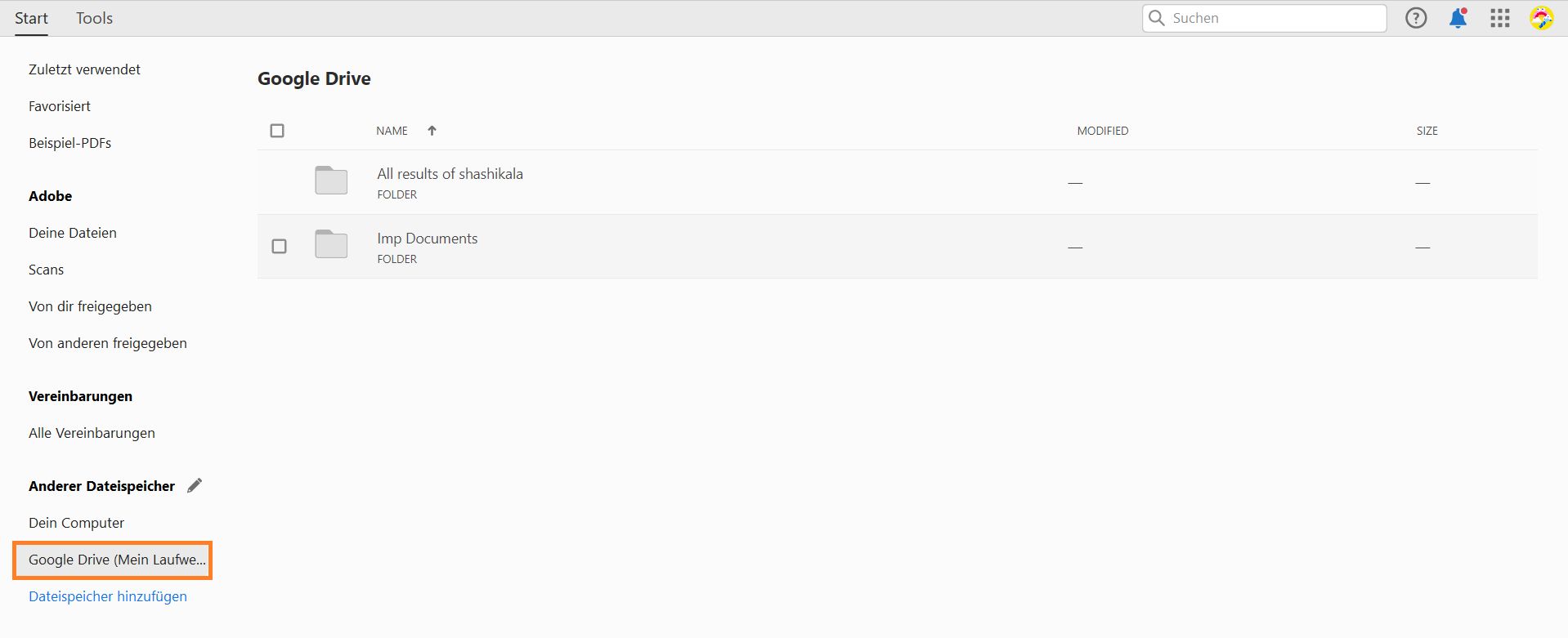 Deine Google Drive-Dateien in der Startansicht