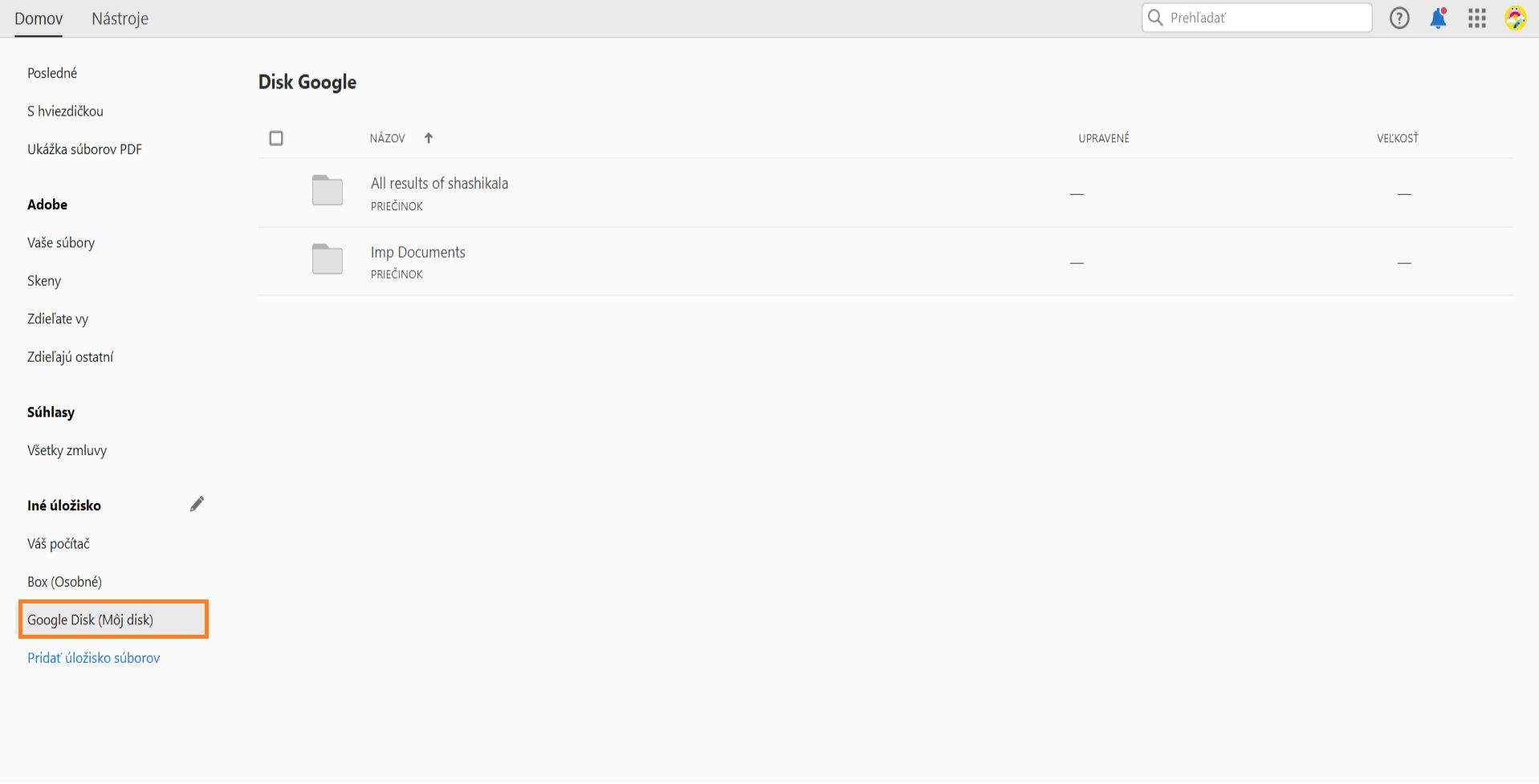 Vaše súbory z Disku Google v zobrazení Domov