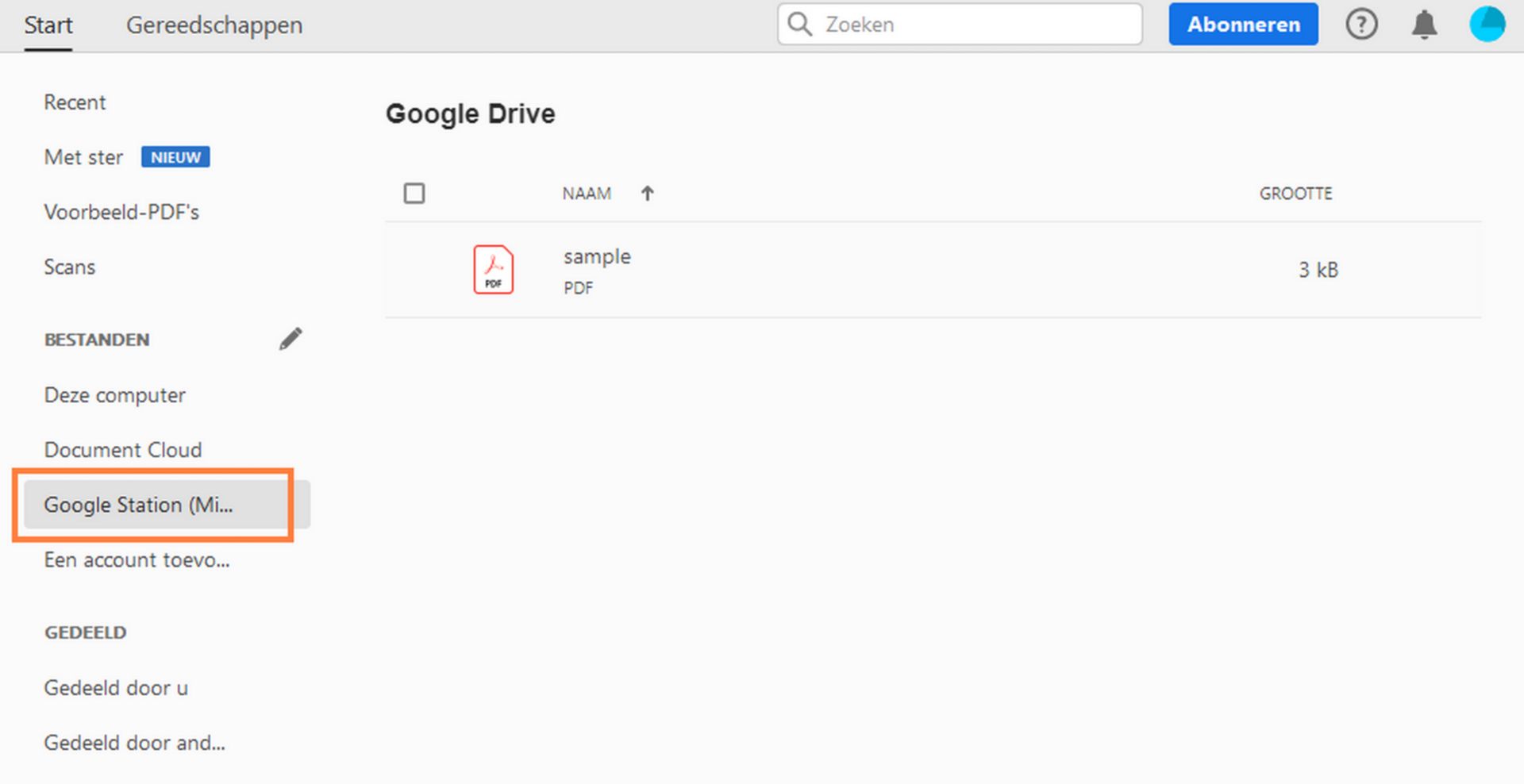 Uw Google Drive-bestanden in de weergave Start