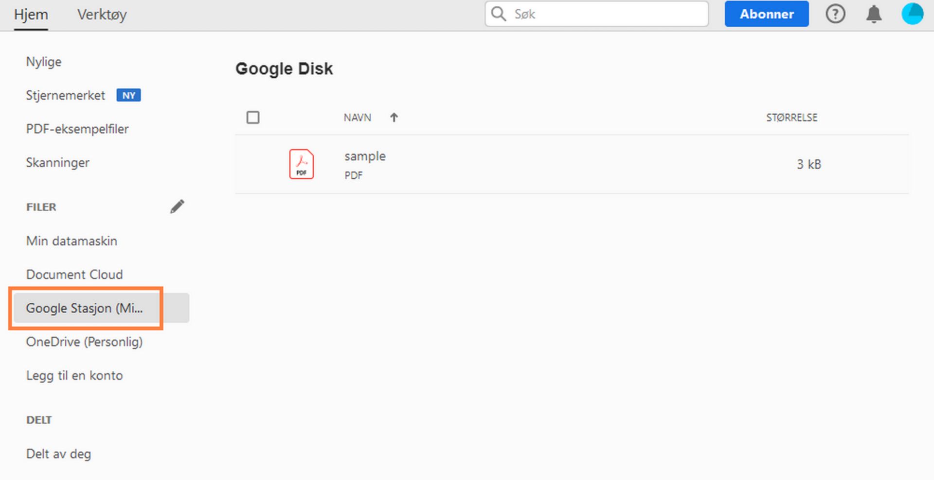 Google Disk-filene dine i startvisningen