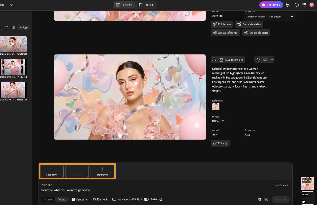 Der einheitliche Arbeitsbereich zeigt ein generiertes Video, wobei der Abschnitt „Frames“ hervorgehoben ist und der Fortschrittsbalken für die Videogenerierung zu sehen ist.