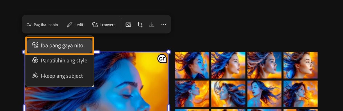 Käytä Lisää samankaltaisia -vaihtoehtoa luodaksesi kuvia, jotka heijastavat tarkasti alkuperäistä.