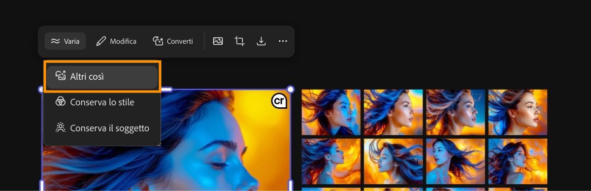Utilizza l'opzione Altri simili per generare immagini che riflettono fedelmente l'originale.