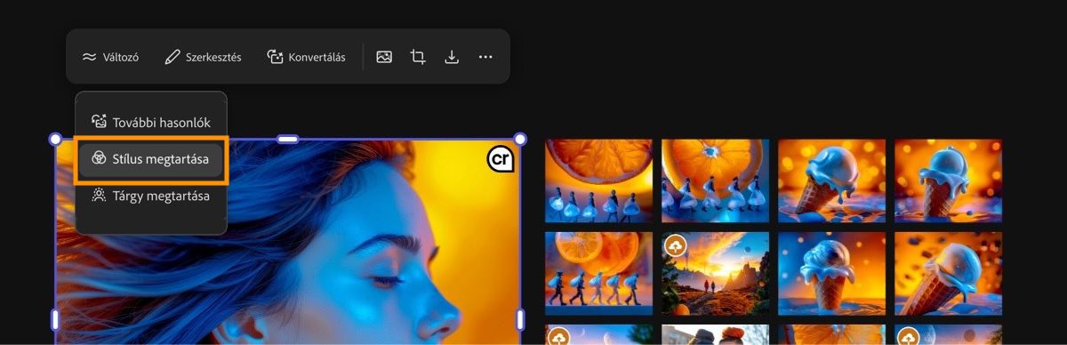 Használja a Stílus megtartása opciót az eredeti kép művészi stílusának megőrzéséhez.